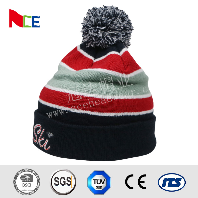 100% Merino Wool Knit Beanie Hats Embroidered Logo Plain Beanie Winter Cap