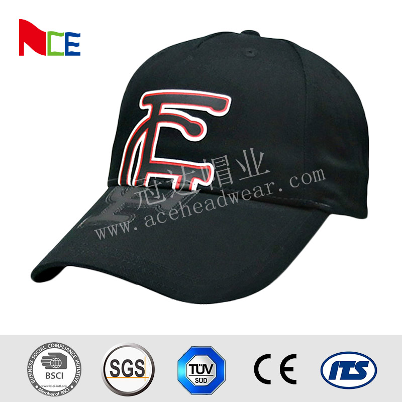 FUN Black Color Company Baseball Caps , Rubberized Make Your Own Baseball Hat