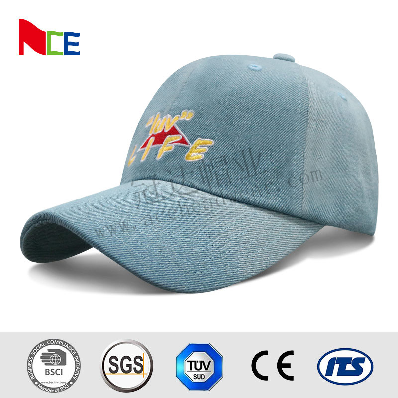 Customized cartoon embroidery washed fabric cotton adult baseball cap hat