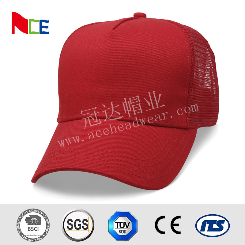 Beautiful Red Blank Mesh Trucker Cap , Premium Design Mens 5 Panel Caps